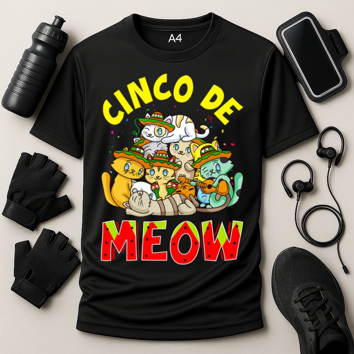 Cat Cinco De Meow Mayo Mexican Fiesta Cooling Performance Crew T-Shirt