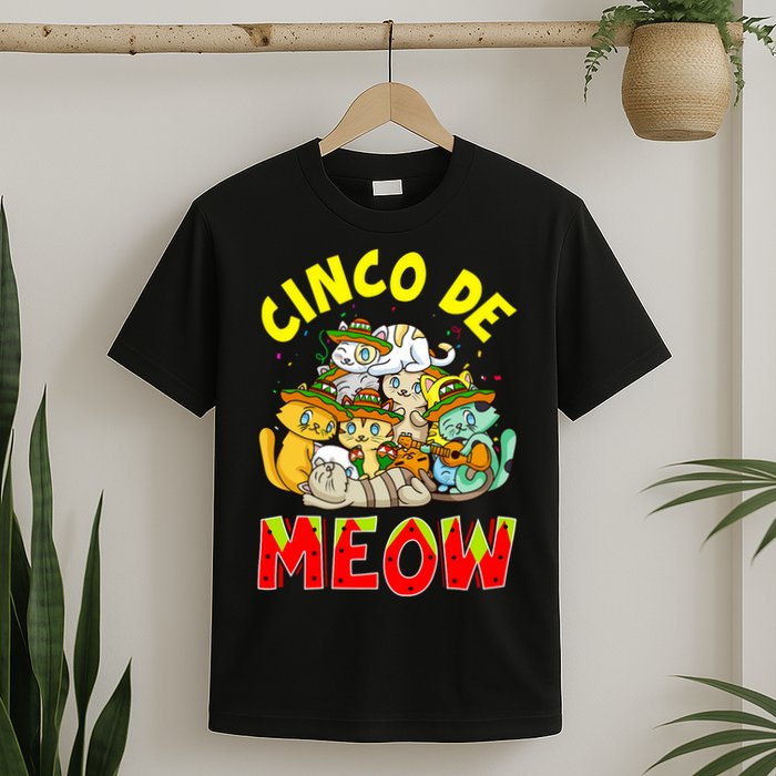 Cat Cinco De Meow Mayo Mexican Fiesta T-Shirt