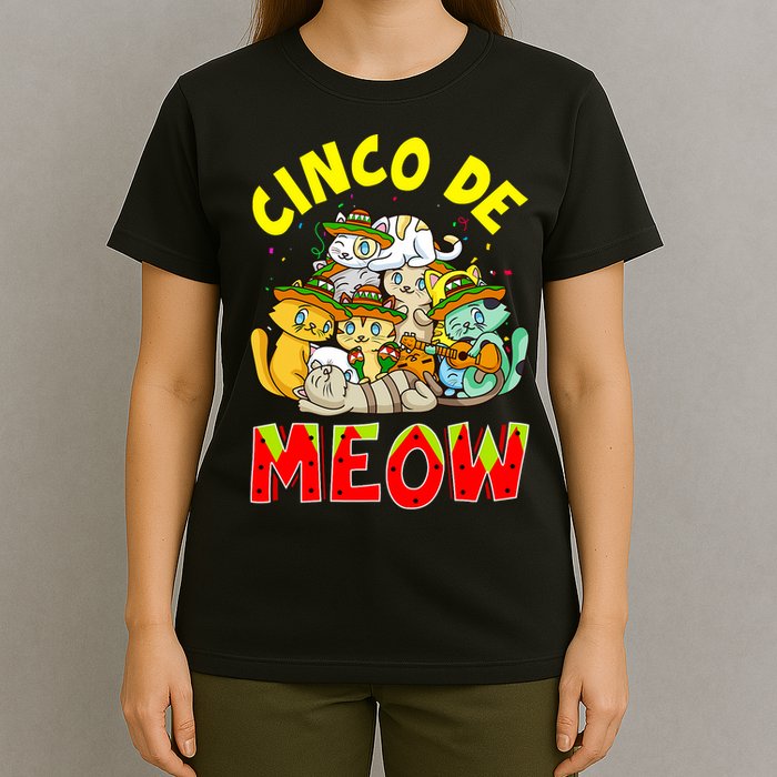 Cat Cinco De Meow Mayo Mexican Fiesta T-Shirt