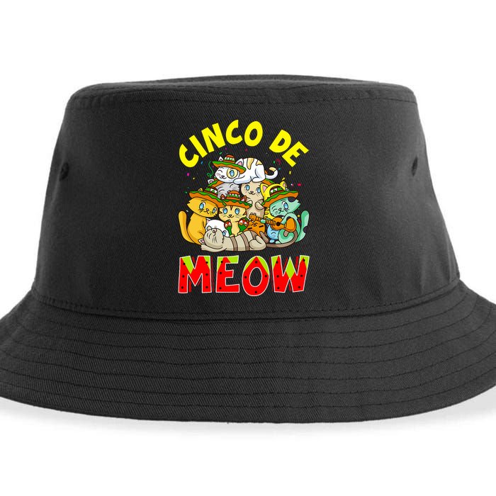Cat Cinco De Meow Mayo Mexican Fiesta Sustainable Bucket Hat