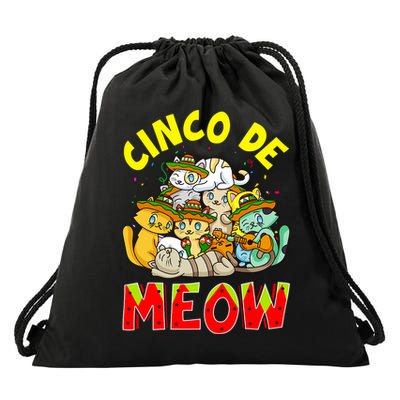 Cat Cinco De Meow Mayo Mexican Fiesta Drawstring Bag