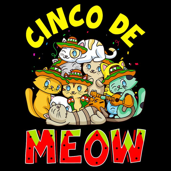 Cat Cinco De Meow Mayo Mexican Fiesta Drawstring Bag