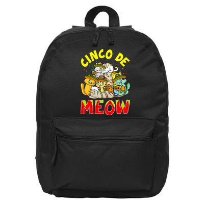 Cat Cinco De Meow Mayo Mexican Fiesta 16 in Basic Backpack