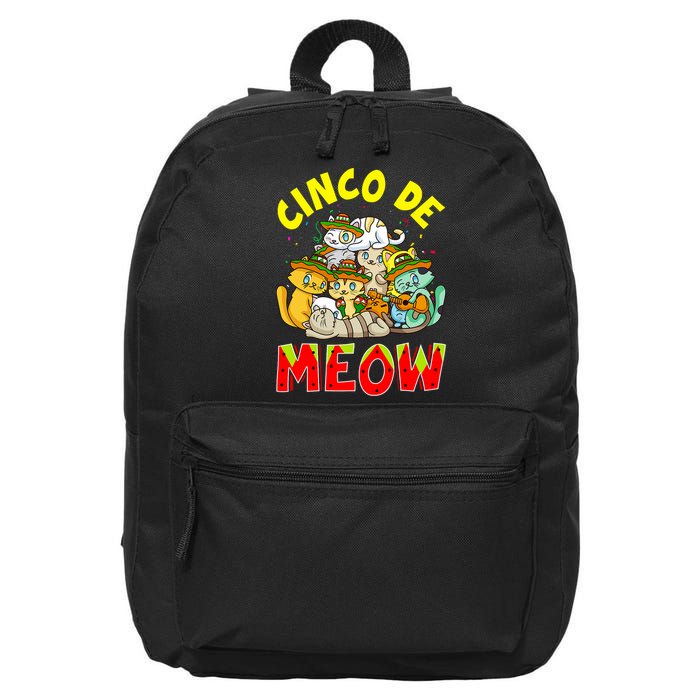 Cat Cinco De Meow Mayo Mexican Fiesta 16 in Basic Backpack