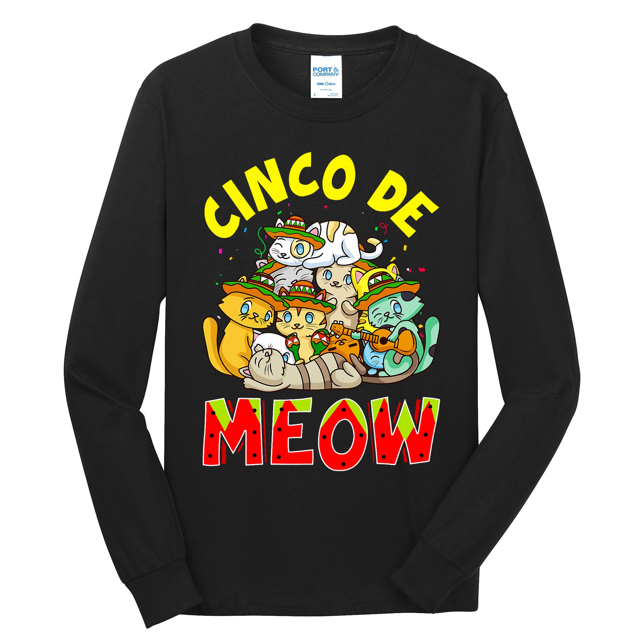Cat Cinco De Meow Mayo Mexican Fiesta Tall Long Sleeve T-Shirt