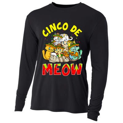 Cat Cinco De Meow Mayo Mexican Fiesta Cooling Performance Long Sleeve Crew