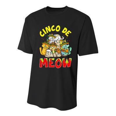 Cat Cinco De Meow Mayo Mexican Fiesta Youth Performance Sprint T-Shirt