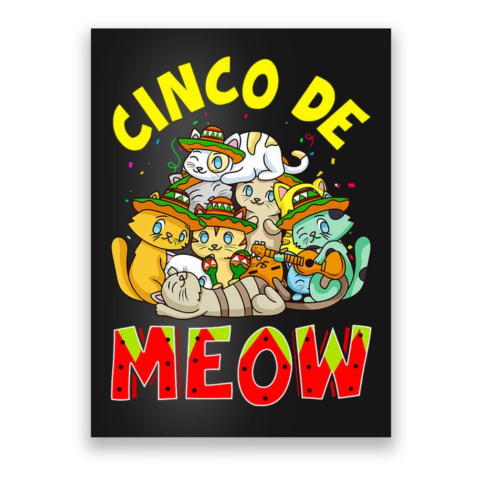 Cat Cinco De Meow Mayo Mexican Fiesta Poster