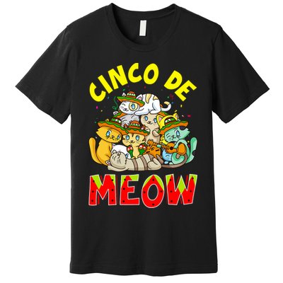 Cat Cinco De Meow Mayo Mexican Fiesta Premium T-Shirt