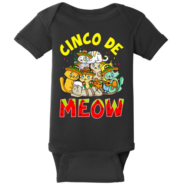 Cat Cinco De Meow Mayo Mexican Fiesta Baby Bodysuit