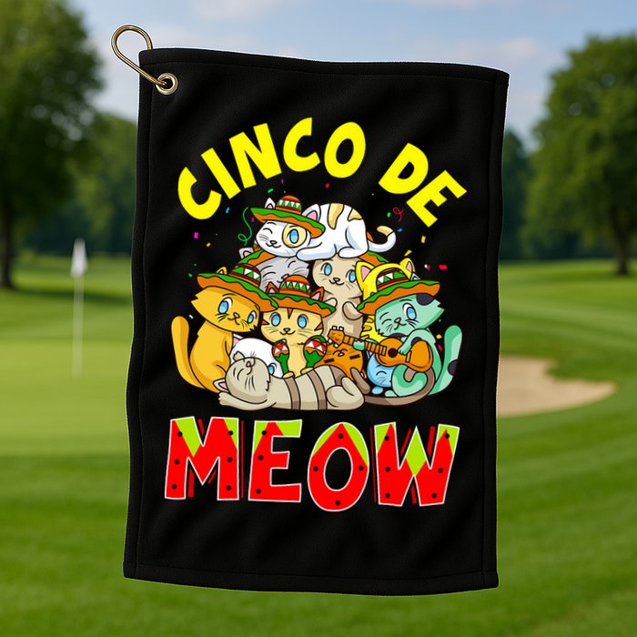Cat Cinco De Meow Mayo Mexican Fiesta Golf Towel