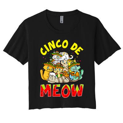 Cat Cinco De Meow Mayo Mexican Fiesta Women's Crop Top Tee