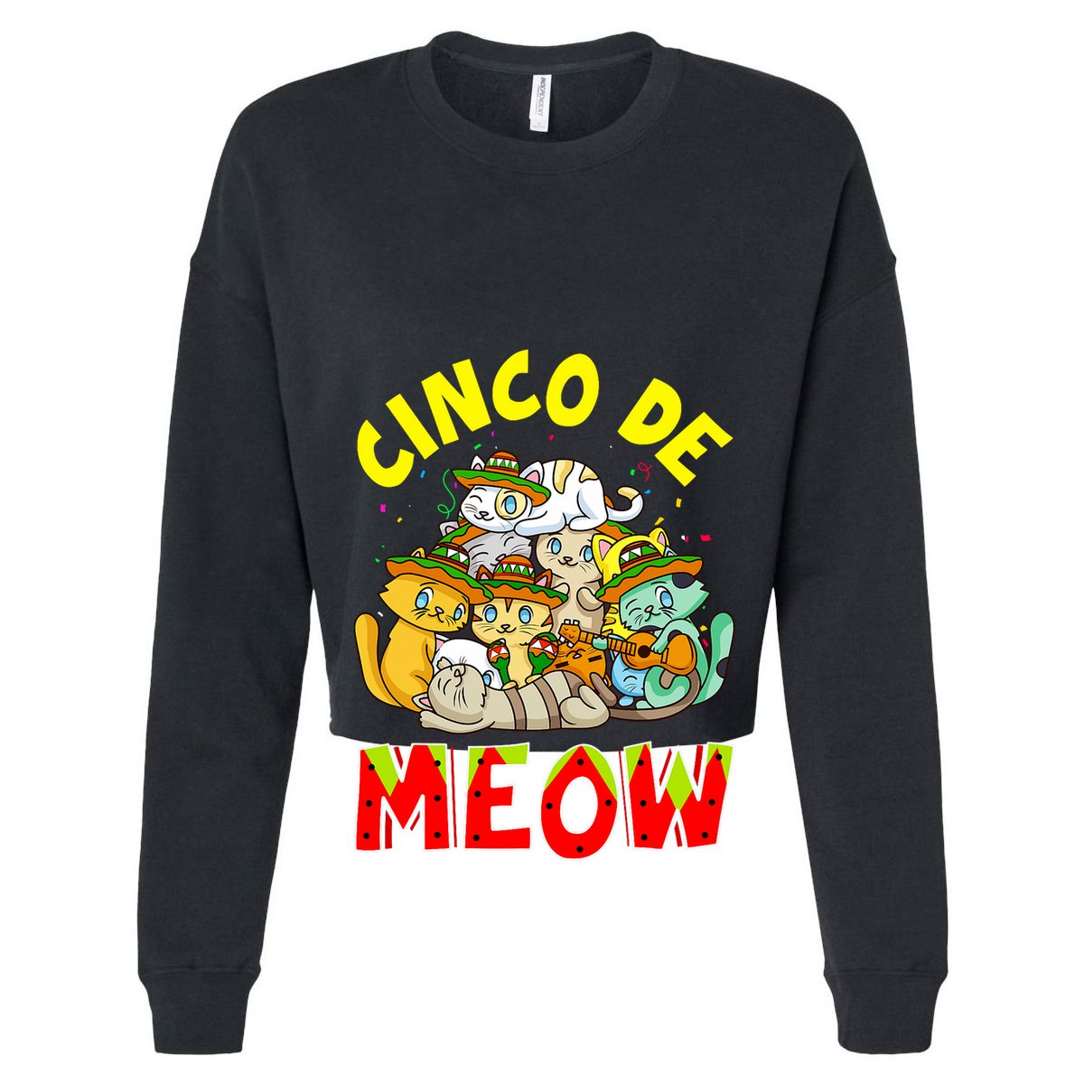 Cat Cinco De Meow Mayo Mexican Fiesta Women's Crop Top Tee