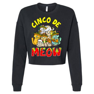 Cat Cinco De Meow Mayo Mexican Fiesta Cropped Pullover Crew