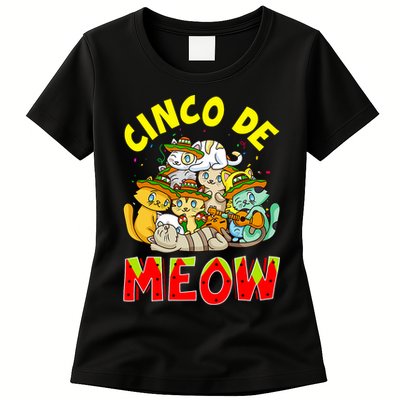 Cat Cinco De Meow Mayo Mexican Fiesta Womens T-Shirt