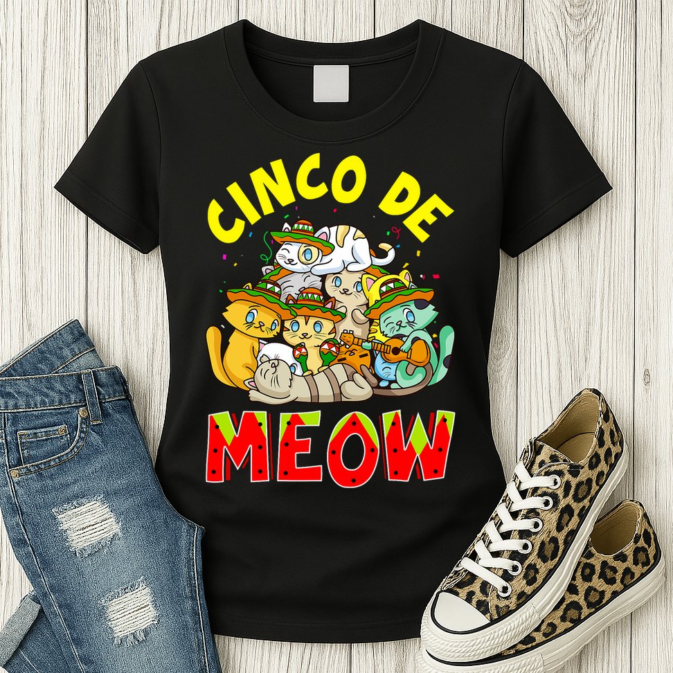 Cat Cinco De Meow Mayo Mexican Fiesta Womens T-Shirt