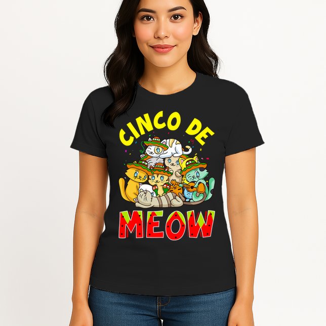 Cat Cinco De Meow Mayo Mexican Fiesta Womens T-Shirt