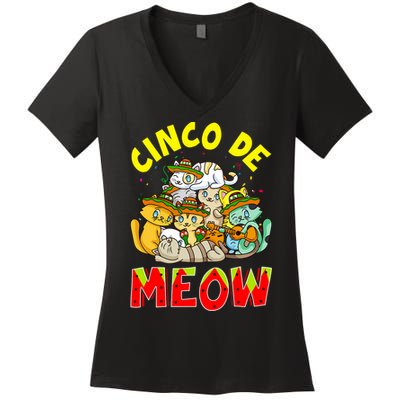 Cat Cinco De Meow Mayo Mexican Fiesta Women's V-Neck T-Shirt