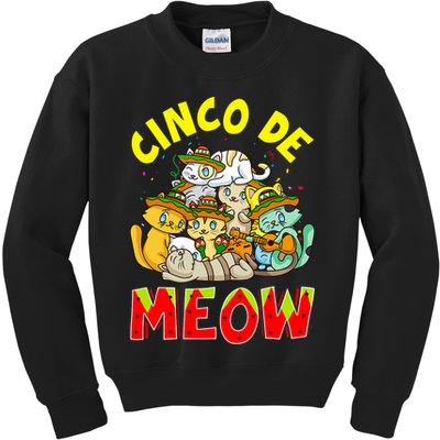 Cat Cinco De Meow Mayo Mexican Fiesta Kids Sweatshirt