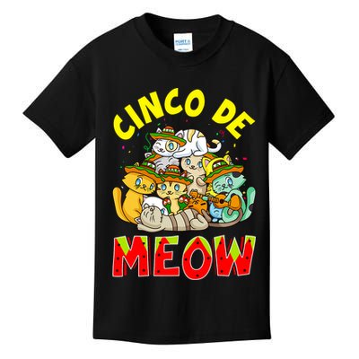 Cat Cinco De Meow Mayo Mexican Fiesta Kids T-Shirt