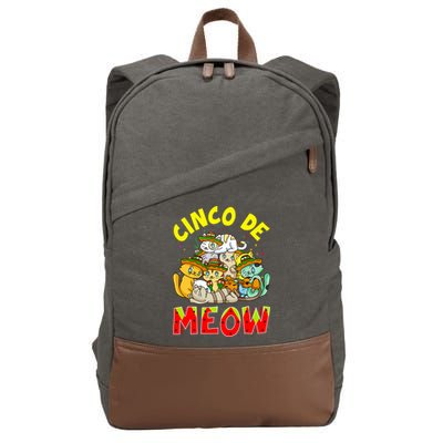 Cat Cinco De Meow Mayo Mexican Fiesta Cotton Canvas Backpack