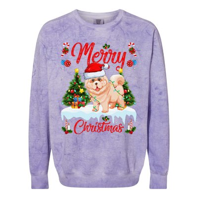 Chow Chow Dog Merry Christmas Tree Lighting Chow Chow Xmas Colorblast Crewneck Sweatshirt