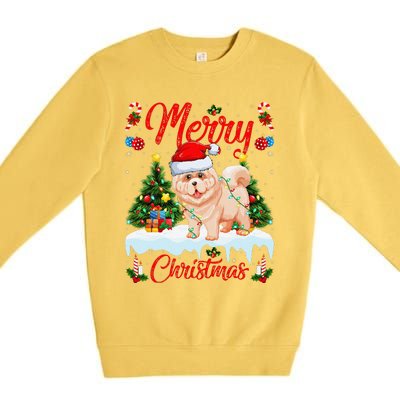 Chow Chow Dog Merry Christmas Tree Lighting Chow Chow Xmas Premium Crewneck Sweatshirt