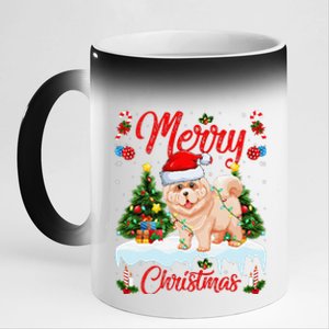 Chow Chow Dog Merry Christmas Tree Lighting Chow Chow Xmas 11oz Black Color Changing Mug