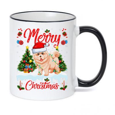 Chow Chow Dog Merry Christmas Tree Lighting Chow Chow Xmas 11oz Black Color Changing Mug