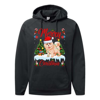 Chow Chow Dog Merry Christmas Tree Lighting Chow Chow Xmas Performance Fleece Hoodie