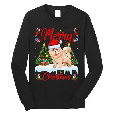 Chow Chow Dog Merry Christmas Tree Lighting Chow Chow Xmas Long Sleeve Shirt