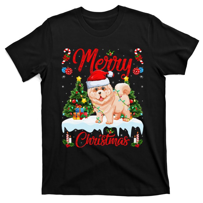 Chow Chow Dog Merry Christmas Tree Lighting Chow Chow Xmas T-Shirt