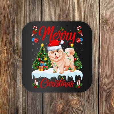 Chow Chow Dog Merry Christmas Tree Lighting Chow Chow Xmas Coaster