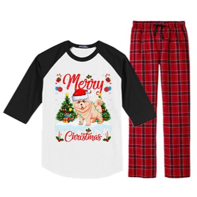 Chow Chow Dog Merry Christmas Tree Lighting Chow Chow Xmas Raglan Sleeve Pajama Set