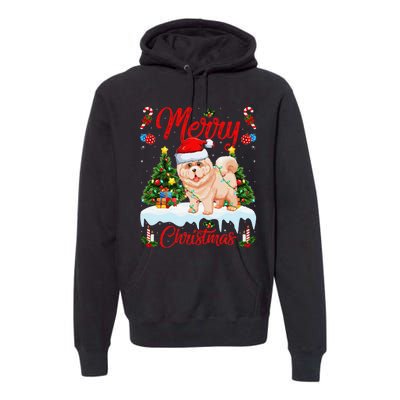 Chow Chow Dog Merry Christmas Tree Lighting Chow Chow Xmas Premium Hoodie