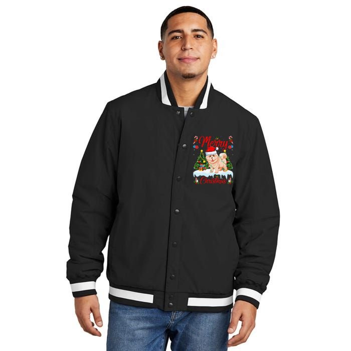 Chow Chow Dog Merry Christmas Tree Lighting Chow Chow Xmas Insulated Varsity Jacket