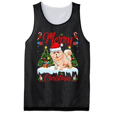 Chow Chow Dog Merry Christmas Tree Lighting Chow Chow Xmas Mesh Reversible Basketball Jersey Tank