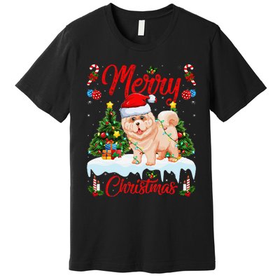 Chow Chow Dog Merry Christmas Tree Lighting Chow Chow Xmas Premium T-Shirt