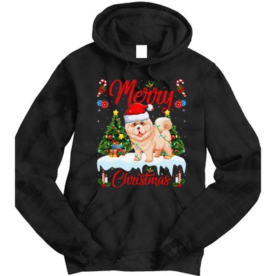 Chow Chow Dog Merry Christmas Tree Lighting Chow Chow Xmas Tie Dye Hoodie