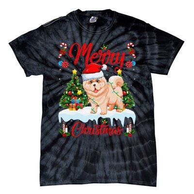 Chow Chow Dog Merry Christmas Tree Lighting Chow Chow Xmas Tie-Dye T-Shirt