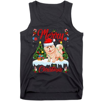 Chow Chow Dog Merry Christmas Tree Lighting Chow Chow Xmas Tank Top