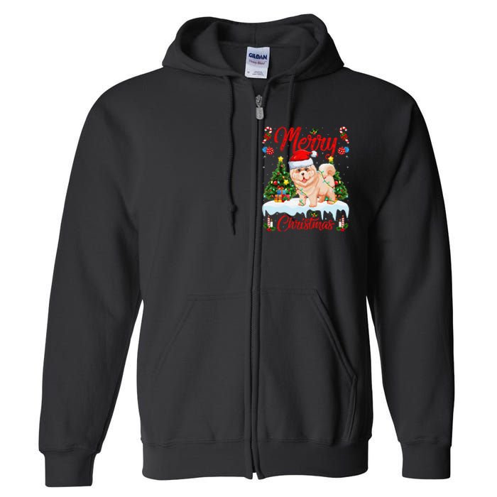 Chow Chow Dog Merry Christmas Tree Lighting Chow Chow Xmas Full Zip Hoodie