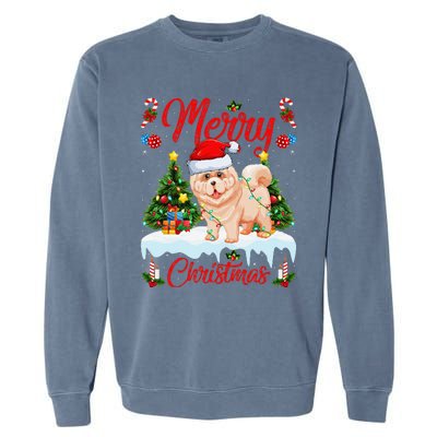 Chow Chow Dog Merry Christmas Tree Lighting Chow Chow Xmas Garment-Dyed Sweatshirt