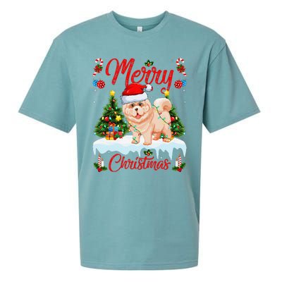 Chow Chow Dog Merry Christmas Tree Lighting Chow Chow Xmas Sueded Cloud Jersey T-Shirt