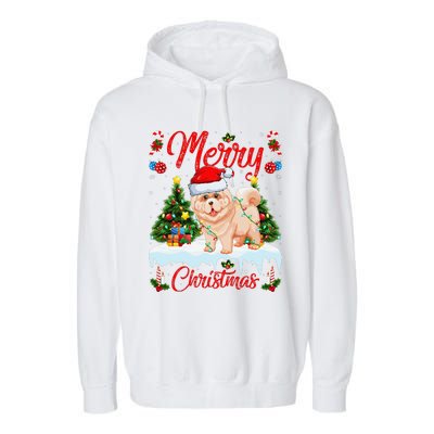 Chow Chow Dog Merry Christmas Tree Lighting Chow Chow Xmas Garment-Dyed Fleece Hoodie