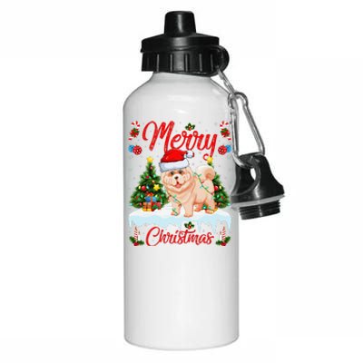 Chow Chow Dog Merry Christmas Tree Lighting Chow Chow Xmas Aluminum Water Bottle