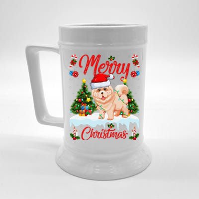 Chow Chow Dog Merry Christmas Tree Lighting Chow Chow Xmas Beer Stein