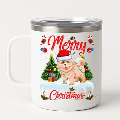 Chow Chow Dog Merry Christmas Tree Lighting Chow Chow Xmas 12 oz Stainless Steel Tumbler Cup