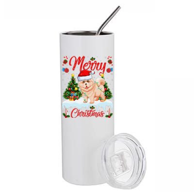 Chow Chow Dog Merry Christmas Tree Lighting Chow Chow Xmas Stainless Steel Tumbler