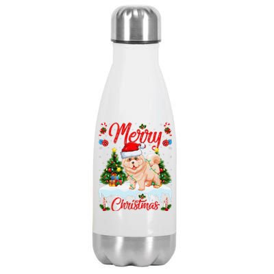 Chow Chow Dog Merry Christmas Tree Lighting Chow Chow Xmas Stainless Steel Insulated Water Bottle